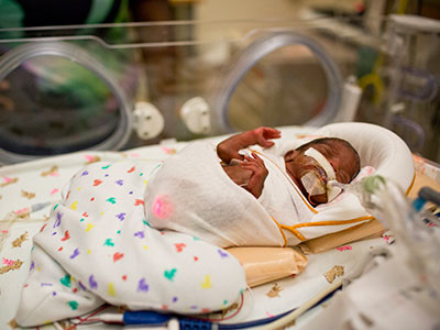 newborn in incubator