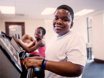 boy on a treadmil