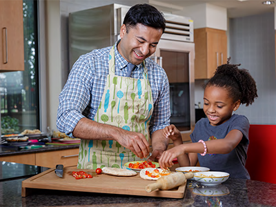 cooking in the kitchen