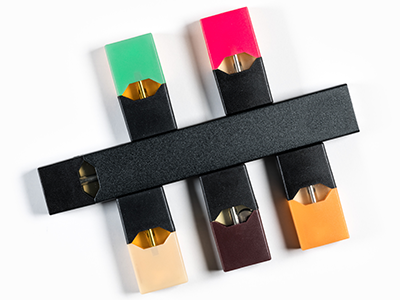 electronic cigarette dispenser with different flavors of nicotine
