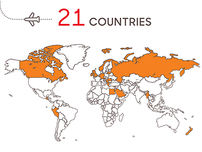 inqueries have come from 21 countries