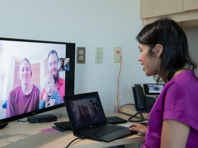 a telehealth video visit with a patient family