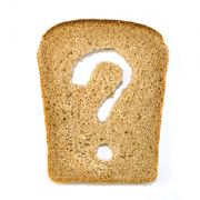 piece of bread with question mark cut out
