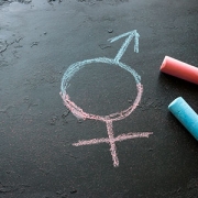 blue and pink chalk transgender symbol