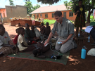 Dr. Sable performing an echocardiogram in Uganda