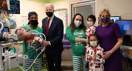 President Joe Biden and First Lady Jill Biden tour the telehealth command center at Children's National Hospital