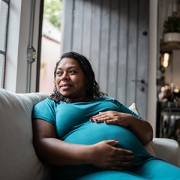 pregnant woman on couch