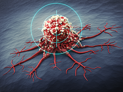 illustration of cancer cell with target on it