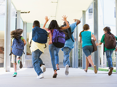 kids running to school