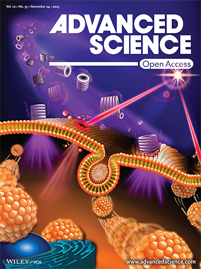 illustration of laser damaging the plasma membrane from Advanced Science cover