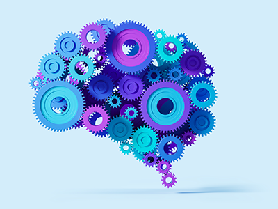 A blue background showcases a brain made of gears, symbolizing the intricate workings of the mind.A blue background showcases a brain made of gears, symbolizing the intricate workings of the mind.