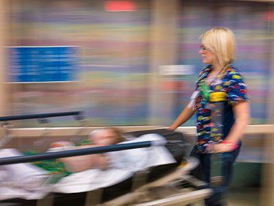 Emergency department nurse with patient