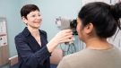 Julia Finkel, M.D., measures a patient's pain with the AlgometRx Nociometer, a pain measurement device to better understand and treat pain.