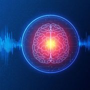 conceptual illustration of brain and brainwaves