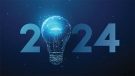 2024 with a lightbulb instead of a zero