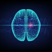 illustration of brain with brainwaves