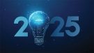 2025 with a lightbulb instead of a zero