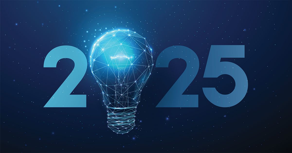 2025 with a lightbulb instead of a zero