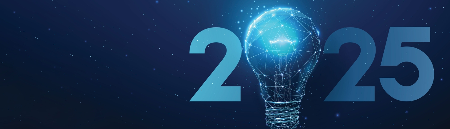 2025 with a lightbulb instead of a zero