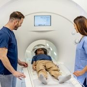 little boy getting a CT scan