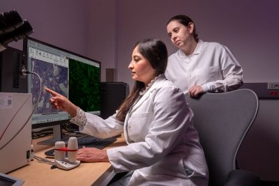 Dr. Gulati demonstrates at a computer