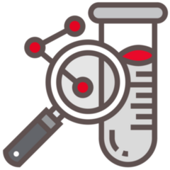 Test tube and magnify glass