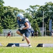 football player running drills