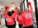 Children's National staff celebrating with pompoms