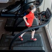woman running on a treadmill